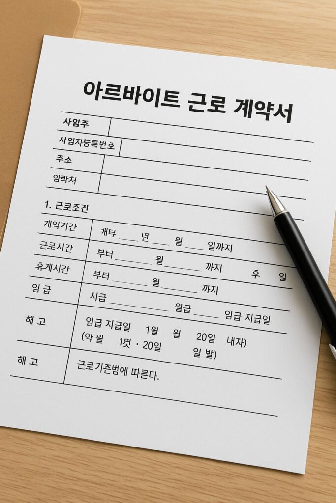 아르바이트 근로 계약서 (2)
