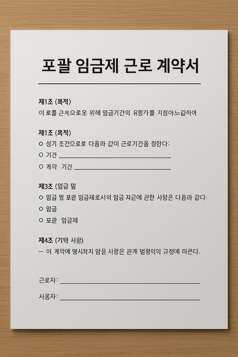 포괄 임금제 근로 계약서